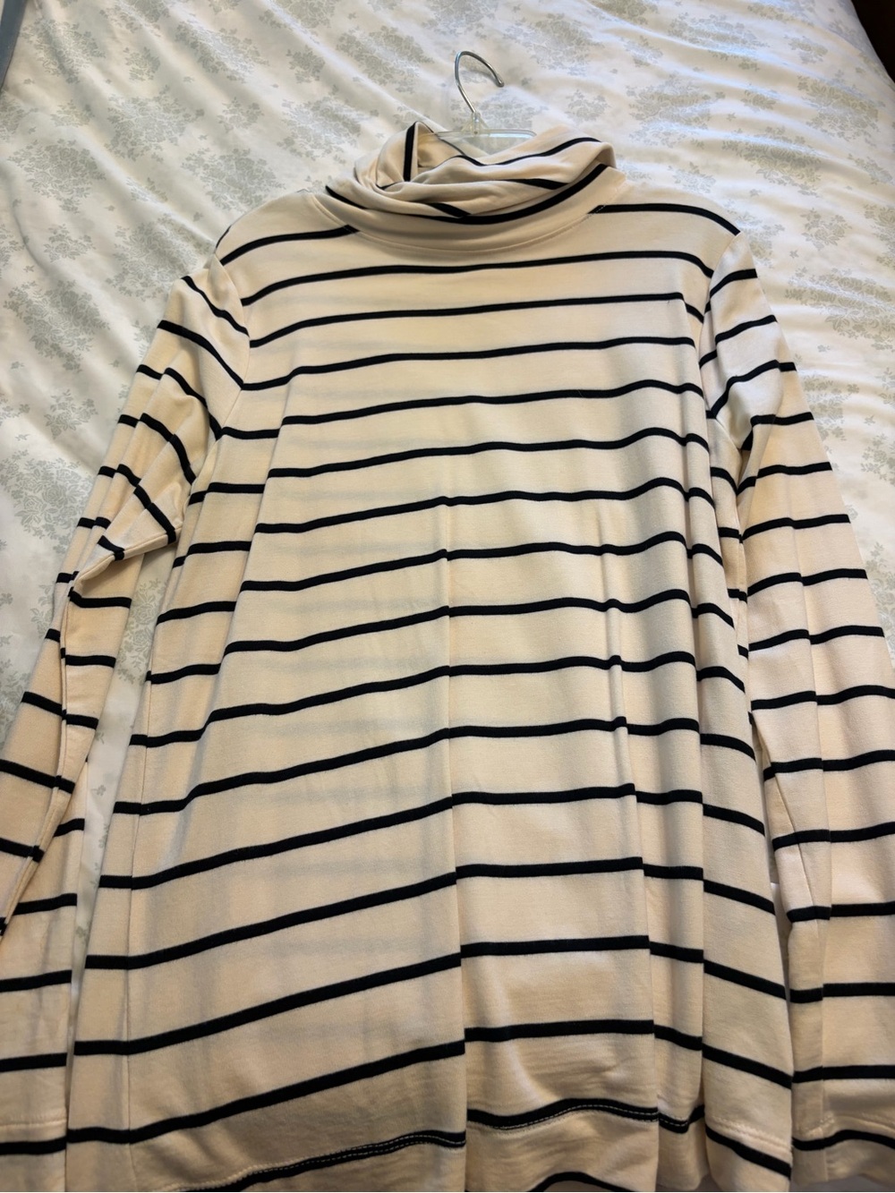 a new day Cream and Black Striped Turtleneck Sweater